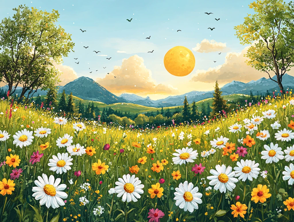 阳光晴朗风景插画