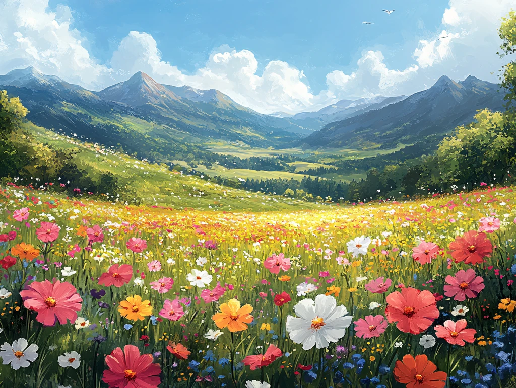 唯美梦幻花田场景