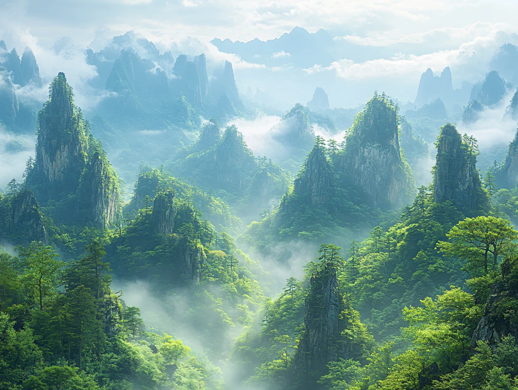 禅意山水山峰云雾风景