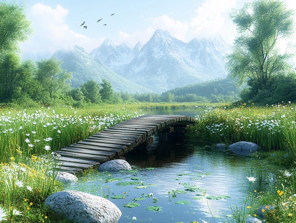 木桥绿色生态风景