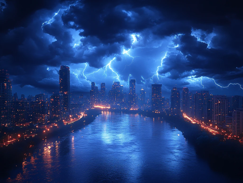 城市雷电闪电