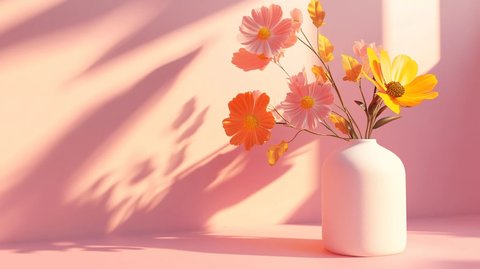 暖光灯下的鲜花