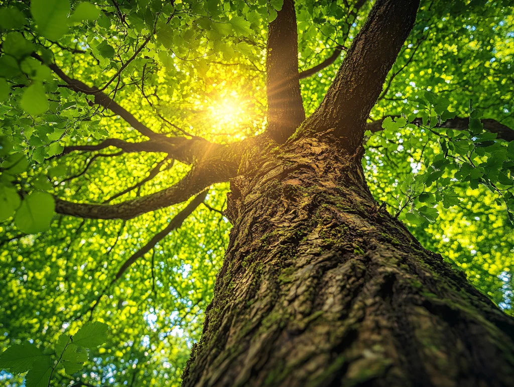仰拍大树与阳光