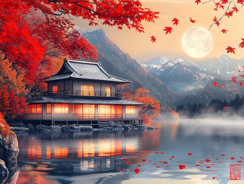 禅境秋夜极品意境插画