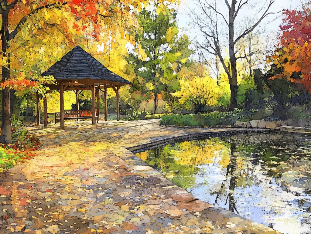 秋天风景园林绘本素材