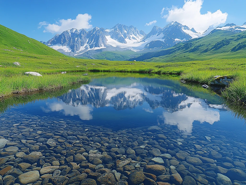 雪山河流湿地草壁纸