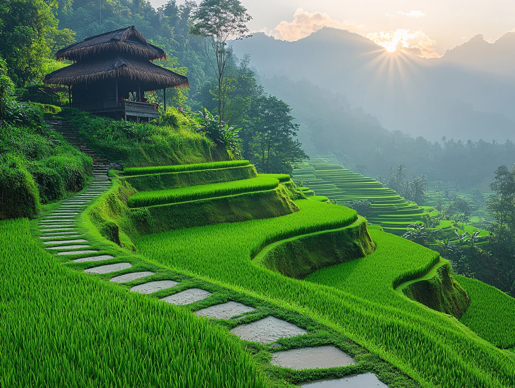 田间风景田梯风景