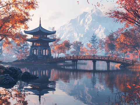 山水楼阁雅致意境风