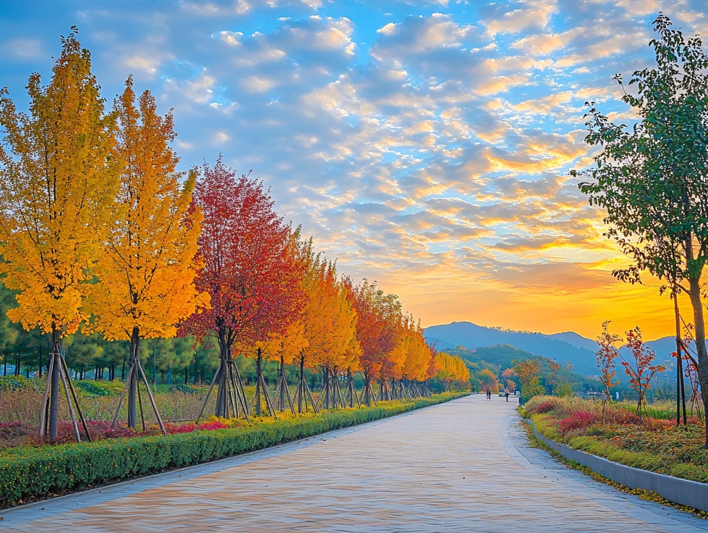 自在大道秋天晨景