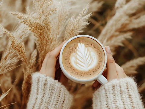 手里的一杯拿铁咖啡