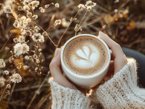 手里的一杯拿铁咖啡