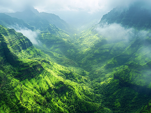 绿色山岭风景图