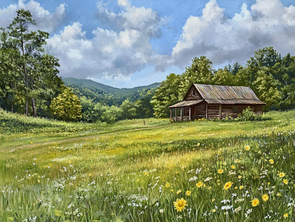 森林小屋高山草场