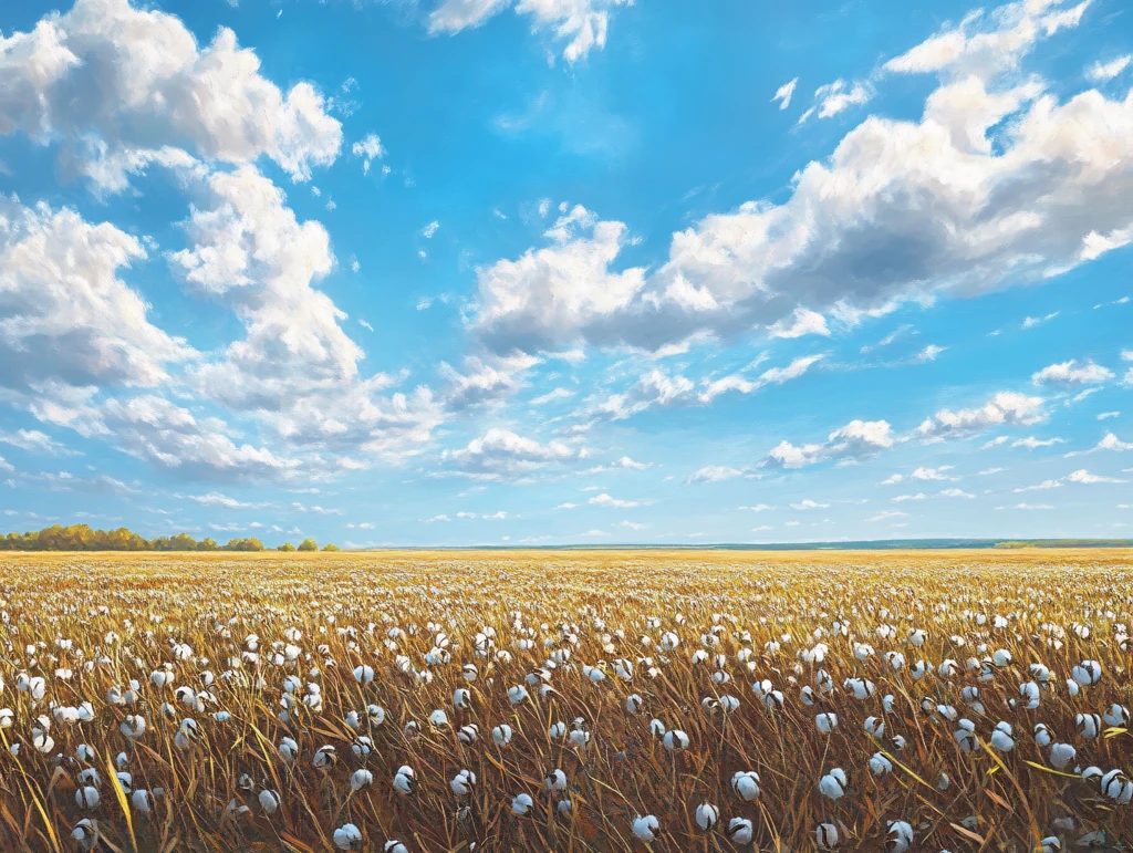 淡云下的白色花海