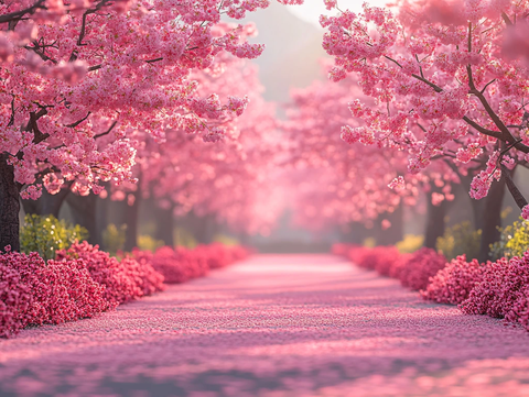 粉色花田小路