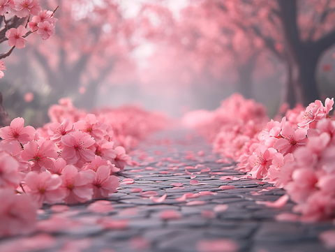 铺满花瓣的路