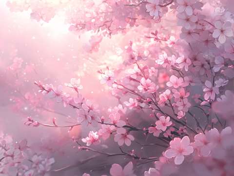 梦幻背景杏花杜鹃花