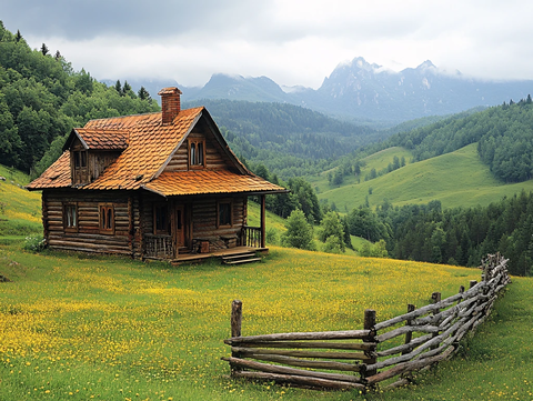 小木屋别墅风景