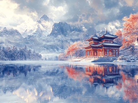 山水楼阁雅致意境风