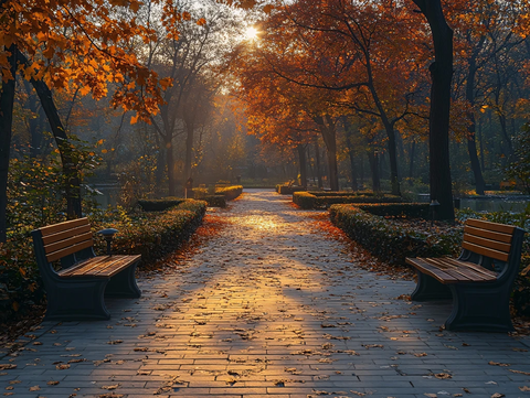 自在大道秋天晨景