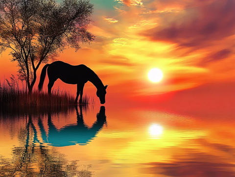 夕阳下的野生动物