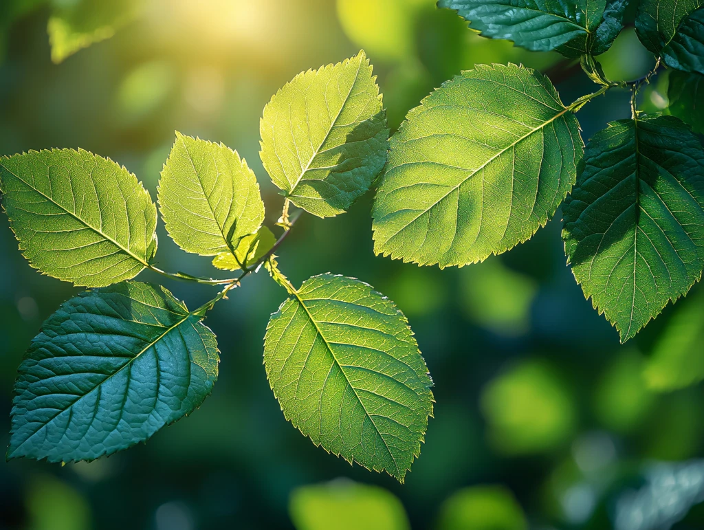 春天阳光下的嫩叶