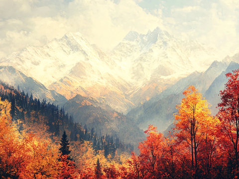雪山森林金秋图