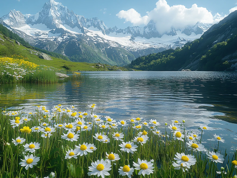 雪山河流湿地草壁纸