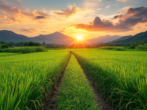 稻田落日美景