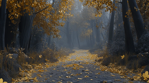 金色森林林间道路