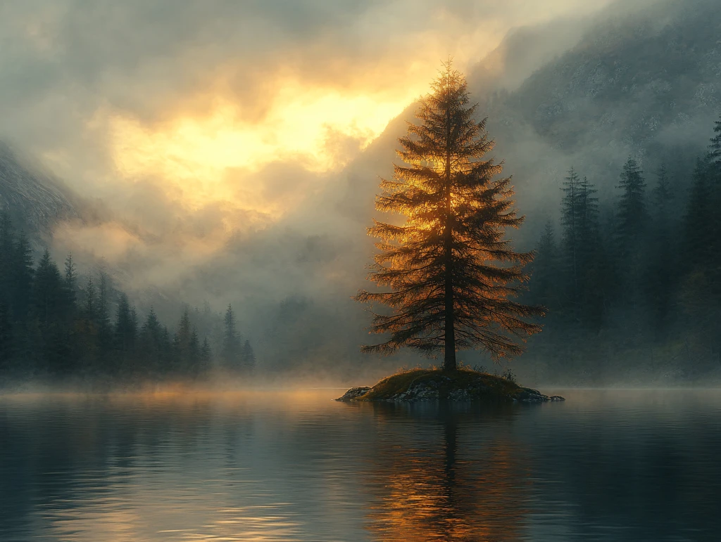 湖畔湖泊梦幻森林