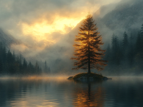 湖畔湖泊梦幻森林