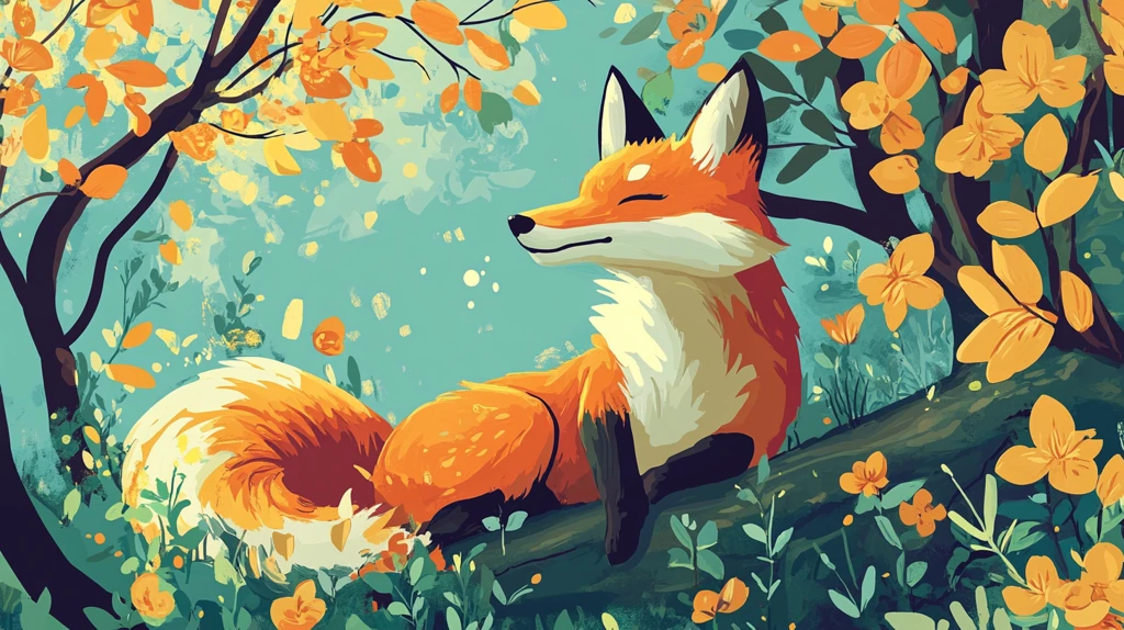 狐狸花草插画