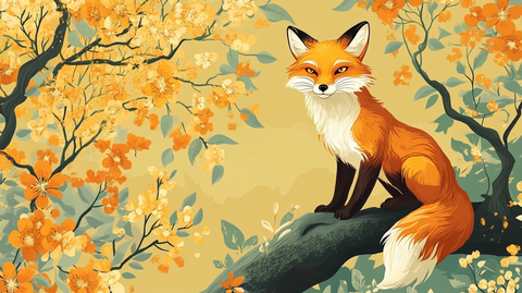 狐狸花草插画