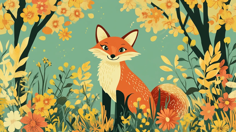 狐狸花草插画