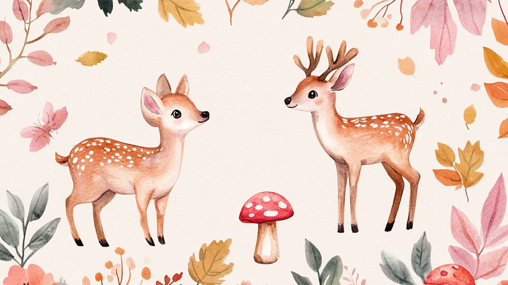 创意手绘梅花鹿插画