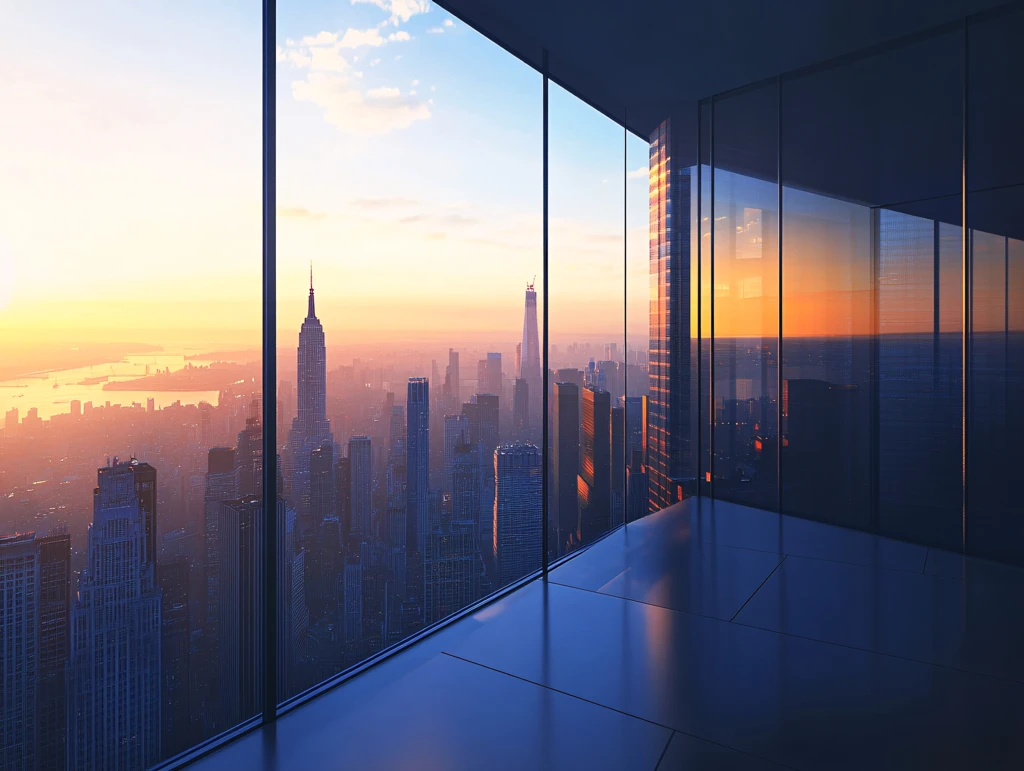 玻璃外的城市风光