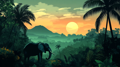 丛林大象背景布景