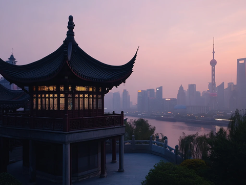 落日下的琵琶亭