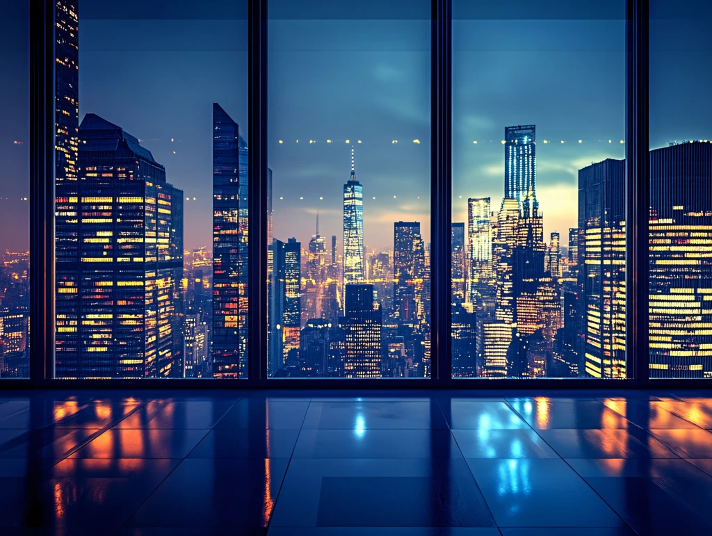 玻璃外的城市风光