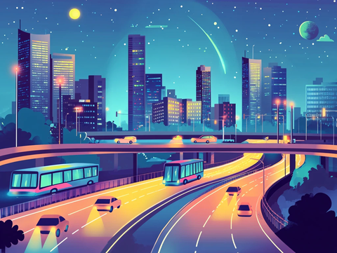 天府立交桥插画