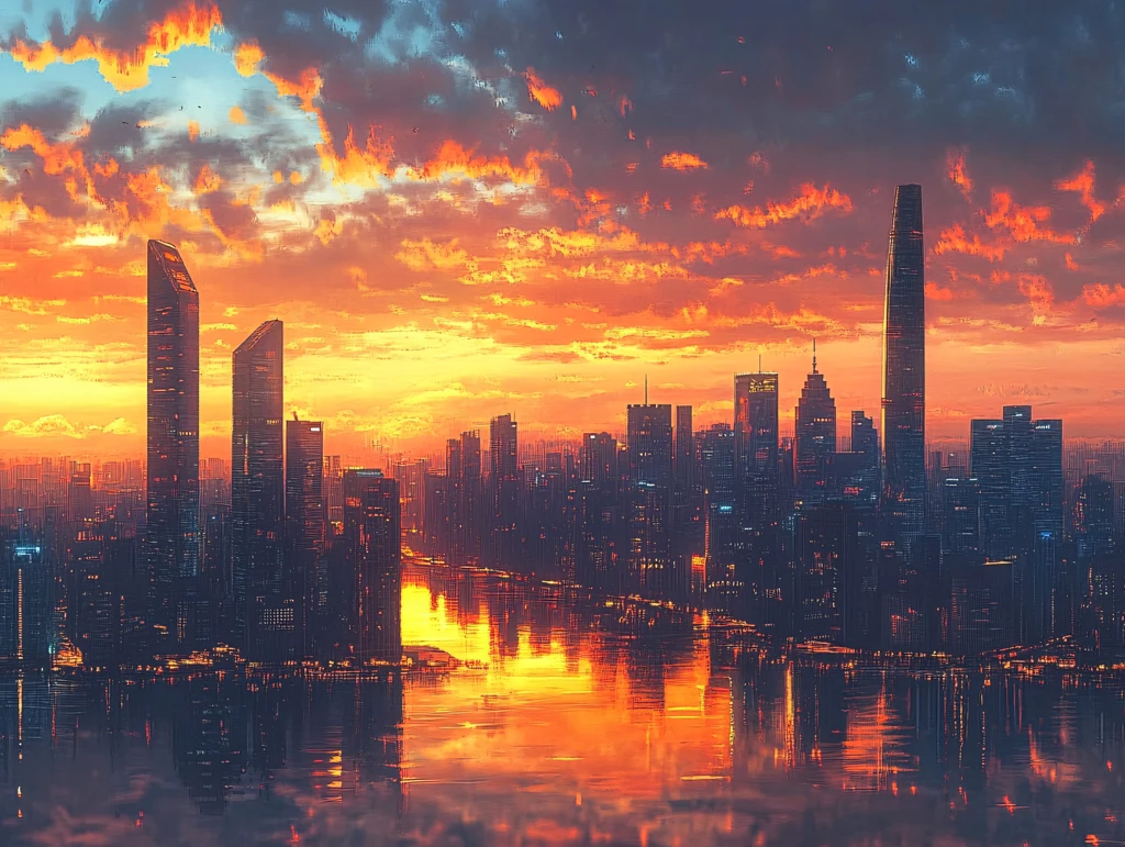 陆家嘴红日霞光