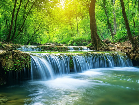 大自然森林溪水