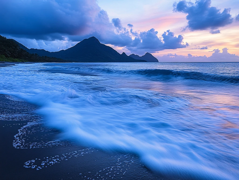 盐洲岛日出海潮