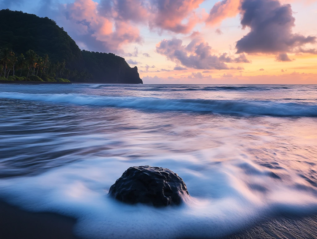 慢门拍海边日出