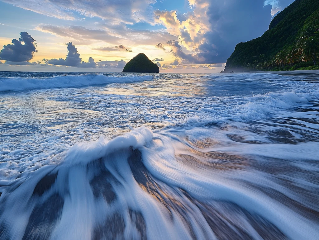 慢门拍海边日出