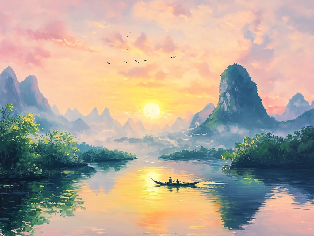 大幅高清山水日出