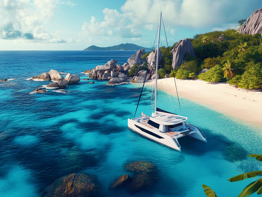 游艇美丽海岛风光