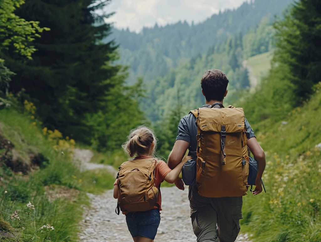 一家人户外徒步