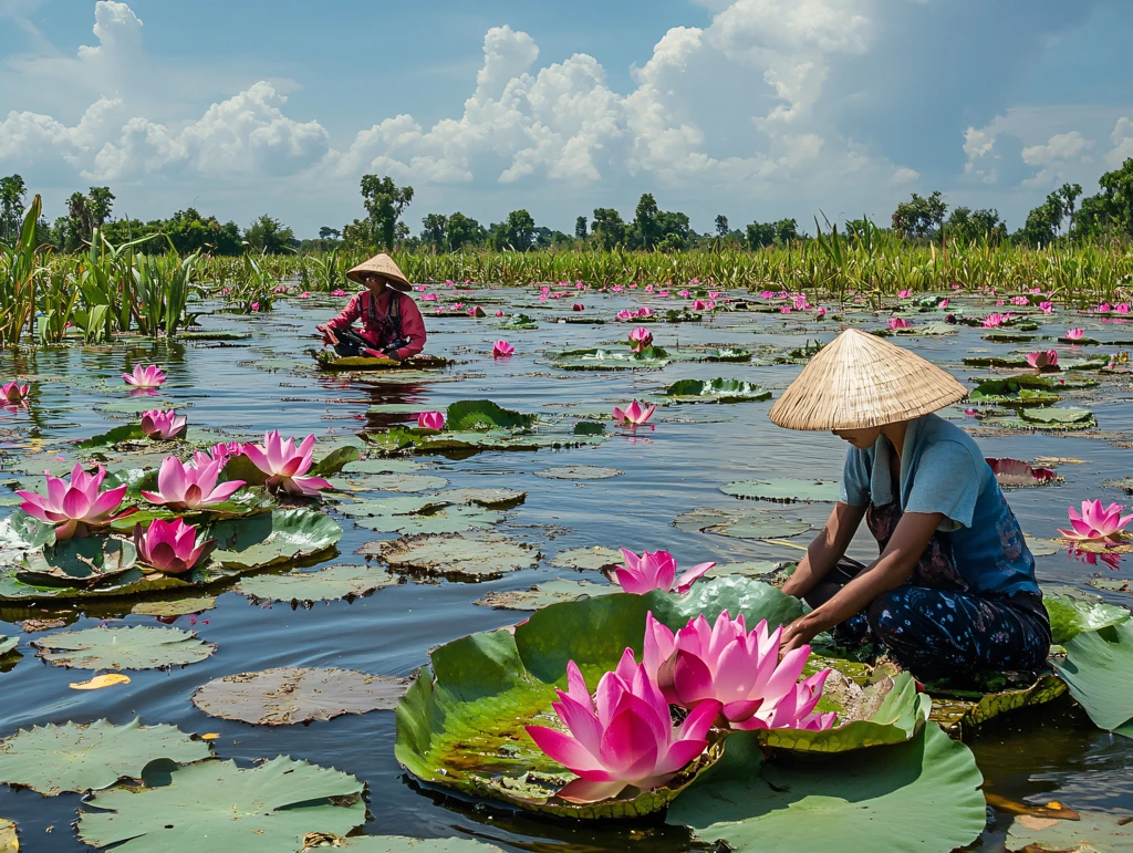 莲花盛开的水面
